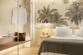 Habitación palmeras y camisas Habitación palmeras y camisas